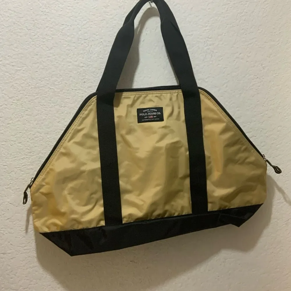 Vintage Ralph Lauren Polo Jeans Co Tan Beige Tote Messanger Bag 14